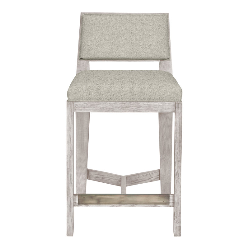 Scoville By Thom Filicia Upholstered Counter Stool with Solid Wood Frame, Gris colombe, Métal Tuck