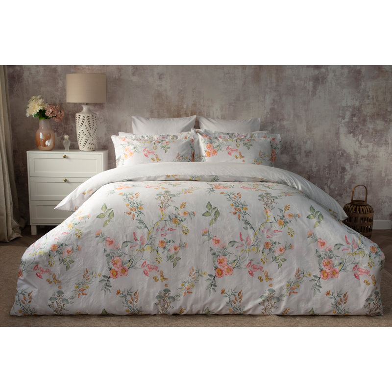Rieva Cotton Floral Duvet Cover Set with Pillowcases, Double - 2 Standard Pillow Cases