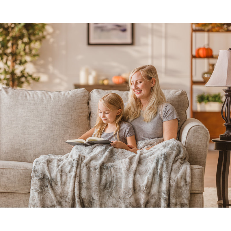 Couverture tissée , Beige, L 85 po x L 92 po
