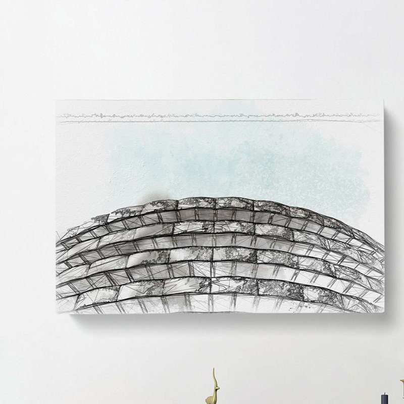 Architecture Sketch Vol.4 in Abstract - Wrapped Canvas Painting Print, 60cm H x 91cm W x 3cm D