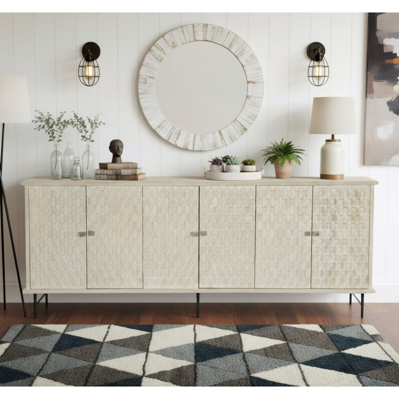 Hollingsworth 90'' Solid Wood Sideboard, Cream