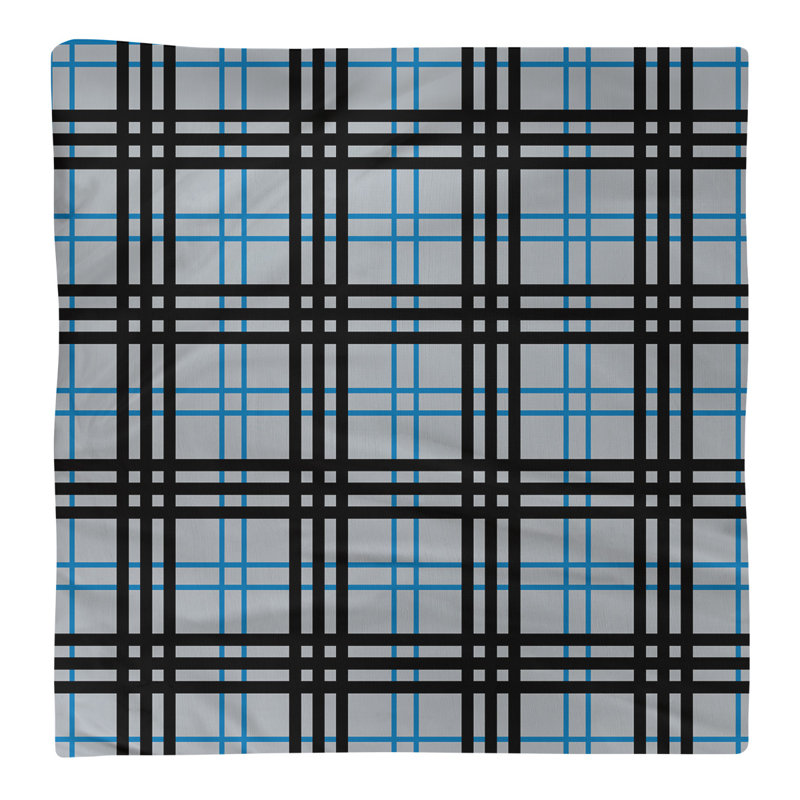 Plaid Square Napkin, Silver/Honolulu Blue/Black, 10" x 10", Cotton