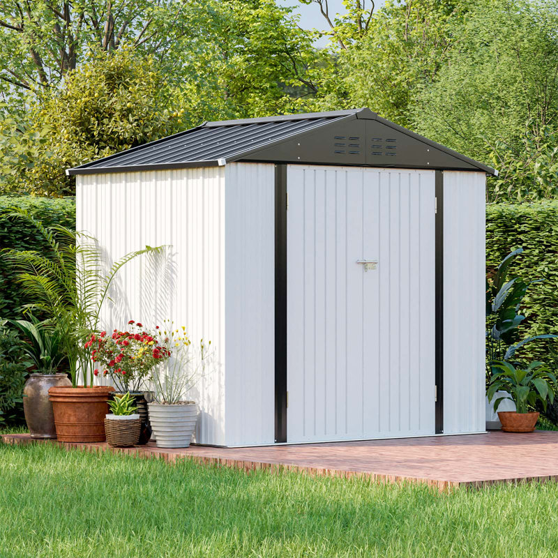 8 ft. W x 6 ft. D Metal Storage Shed, White