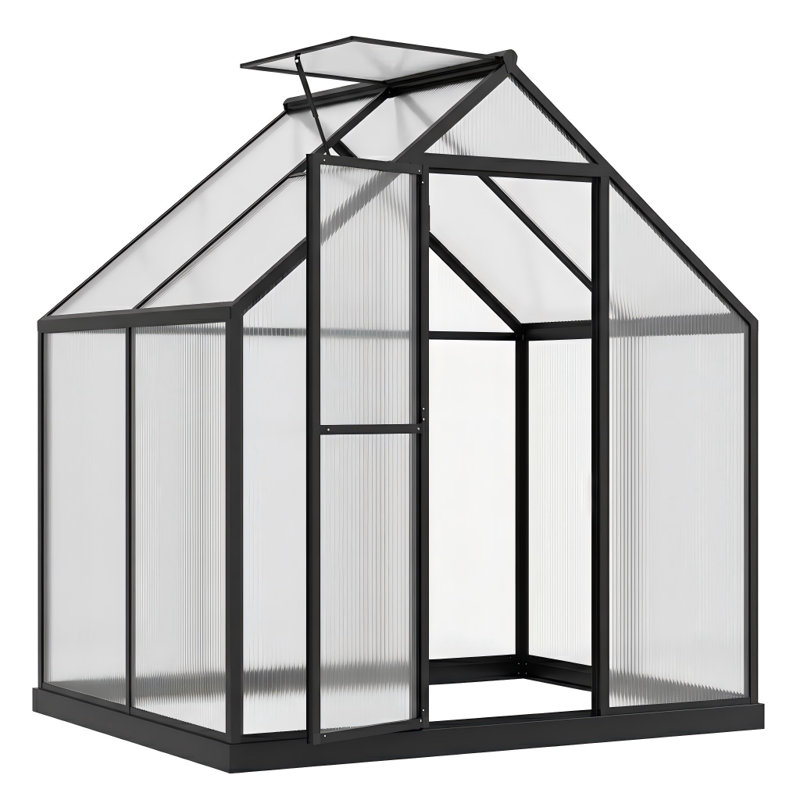 Serre de jardin 6 po x 4 po à accès extérieur robuste en polycarbonate à double paroi avec structure en aluminium résistant au vent de 45 mi / h et évent de toit