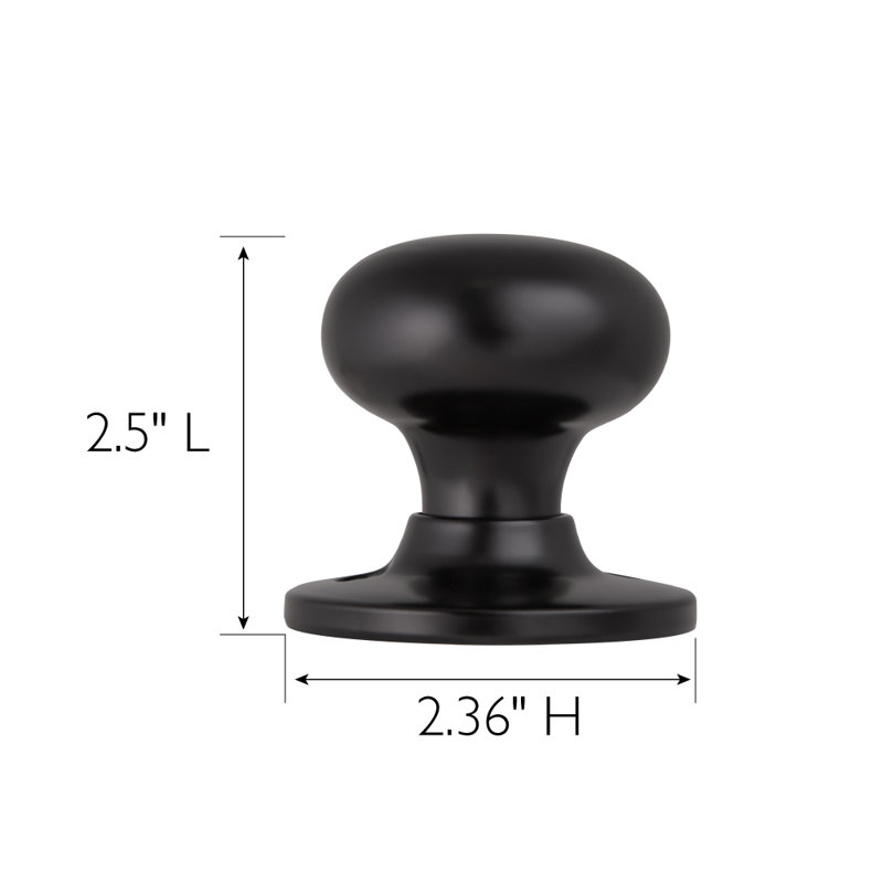 Cambridge Single Dummy Door Knob, Matte Black