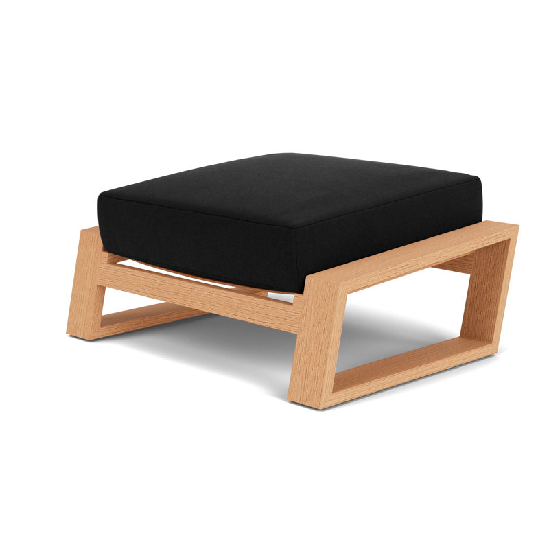 Pursuit Rectangle Outdoor Ottoman Patio Ottoman, Canvas Black