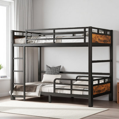 Twin XL Over Twin XL Metal Bunk Bed/Metal Loft Bed And Metal Platform Beds,With Raised Security Fence