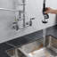 Robinet d'évier de cuisine contemporain contemporain - hauteur 21 po, centre 8 po, bec additionnel 10 po, douchette rétractable, fabriqué en laiton, rembourré de céramique, remplisseur pivotant moderne de 8 po