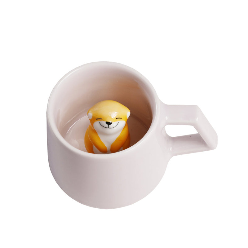 Tasse à café avec plaque Shiba - rose doux