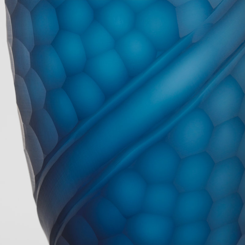 Solano Handmade Glass Table Vase, Blue, 19.5" H x 5.75" W x 5.75" D