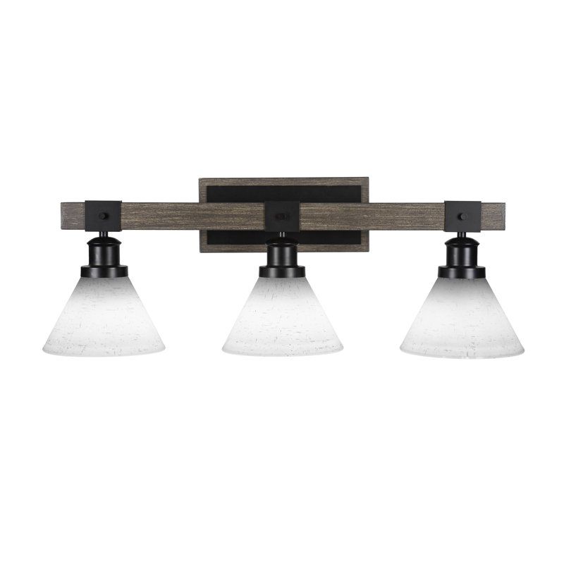 Urrutia 4 Light Bath Bar Shown In Matte Black & Painted Distressed Wood-look Metal With 7” Ice Glass, Muslin Glass, 3