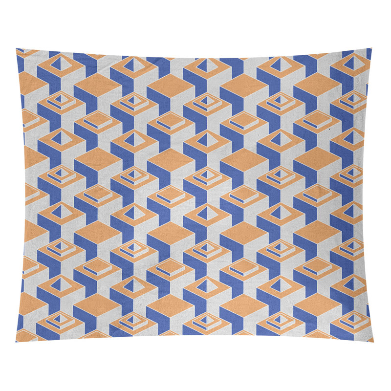 Tapisserie, H 88 po x l 104 po, Orange/bleu