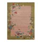 Art Deco Hand Knotted Wool Floral Area Rug