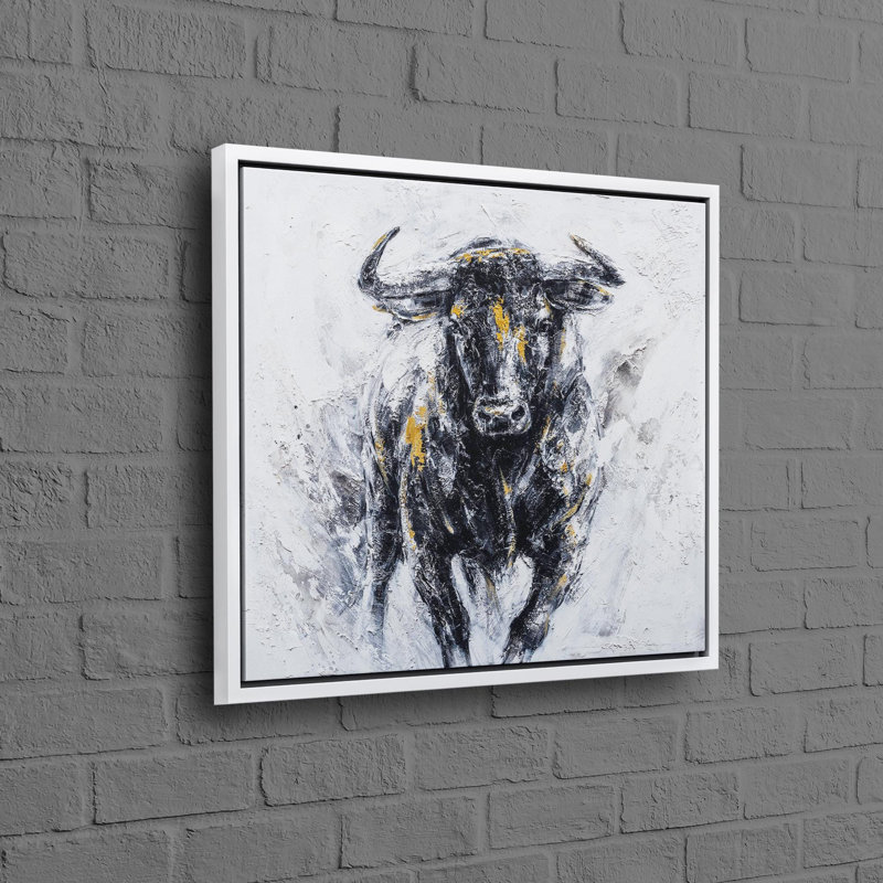 Art mural moderne en 3D avec un taureau noir abstrait pour le décor de la chambre à coucher, Noir, H 41 po x l 41 po