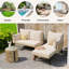 Beige Garden Lounge Sofa Set