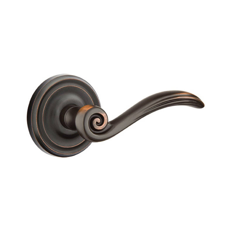Elan Wave/Drop Privacy (Bed & Bath) Door Lever with Round Rosette, Oil Rubbed Bronze, Right