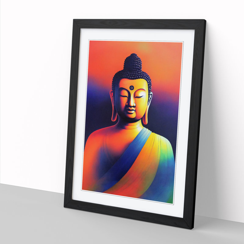 Buddha Colour Field - Single Picture Frame Print, 64cm H x 46cm W, Black Framed