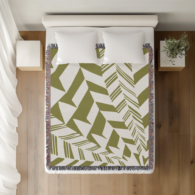 Jeté en coton Kafi, Chartreuse, 60 po x 80 po