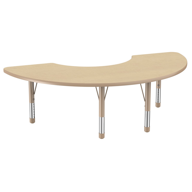 Table d'activité demi-lune 36 "x 72" avec pieds réglables, Érable / sable, Épais