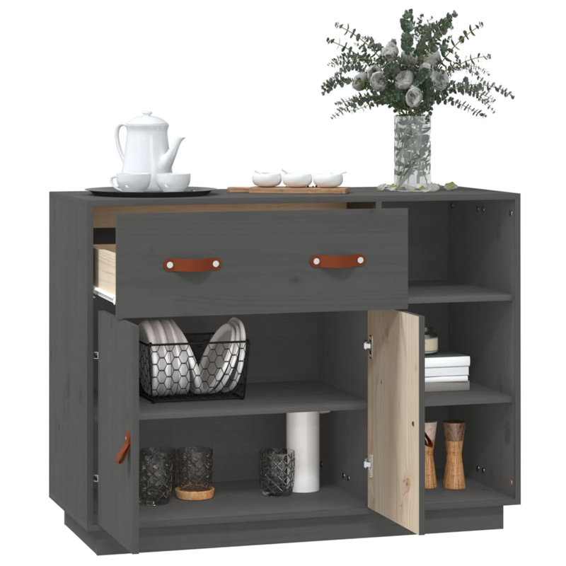 Toth 98.5cm Solid Wood Sideboard, Grey