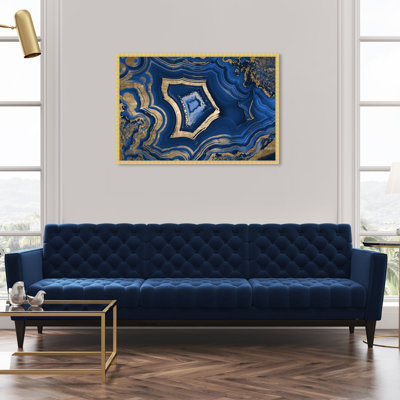 «Blue and Gold Abstract Geode» par Oliver Gal - reproduction