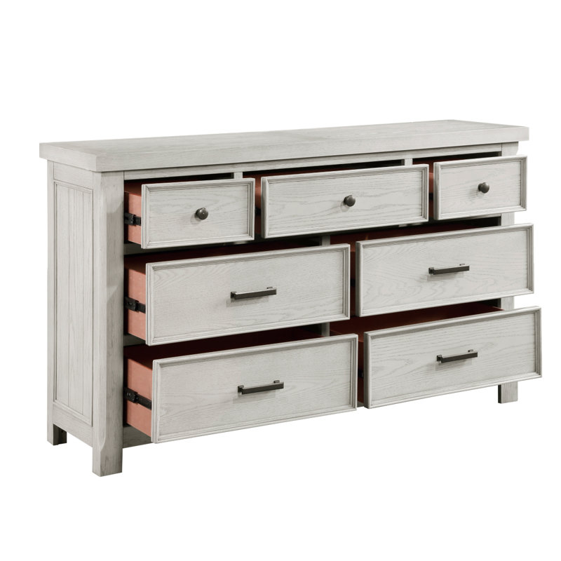 Commode 7 tiroirs 66,5 po Grateron - Gris vieilli