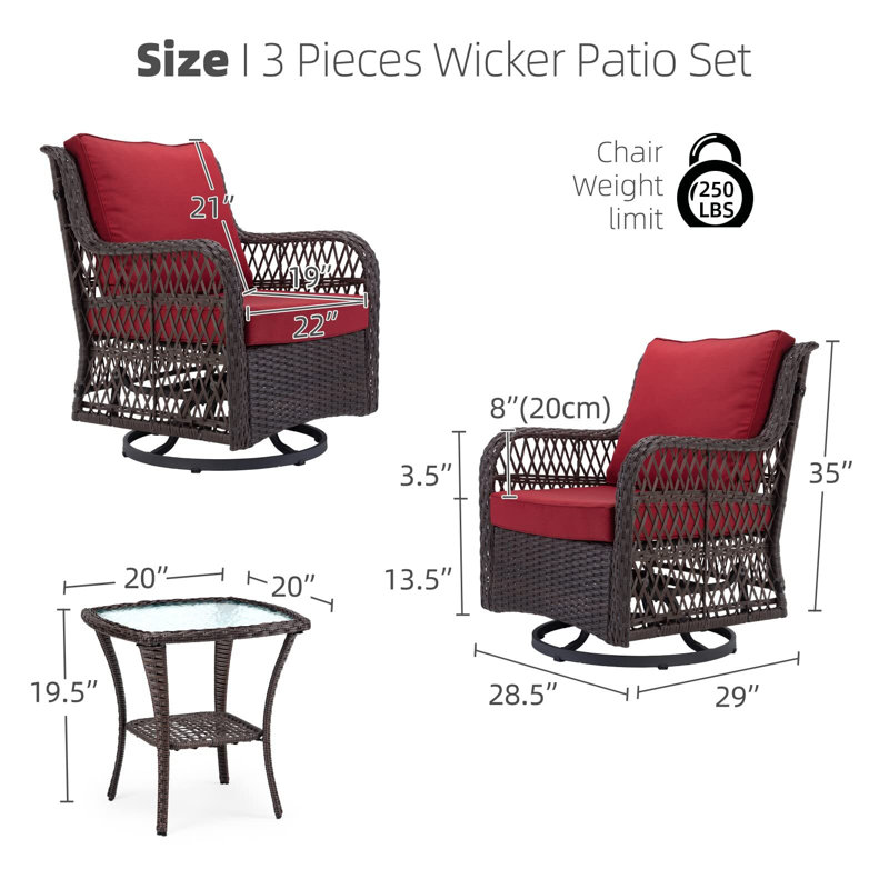 Fauteuil de salle à manger d'extérieur en osier avec coussin Celiyah, Similicuir rouge