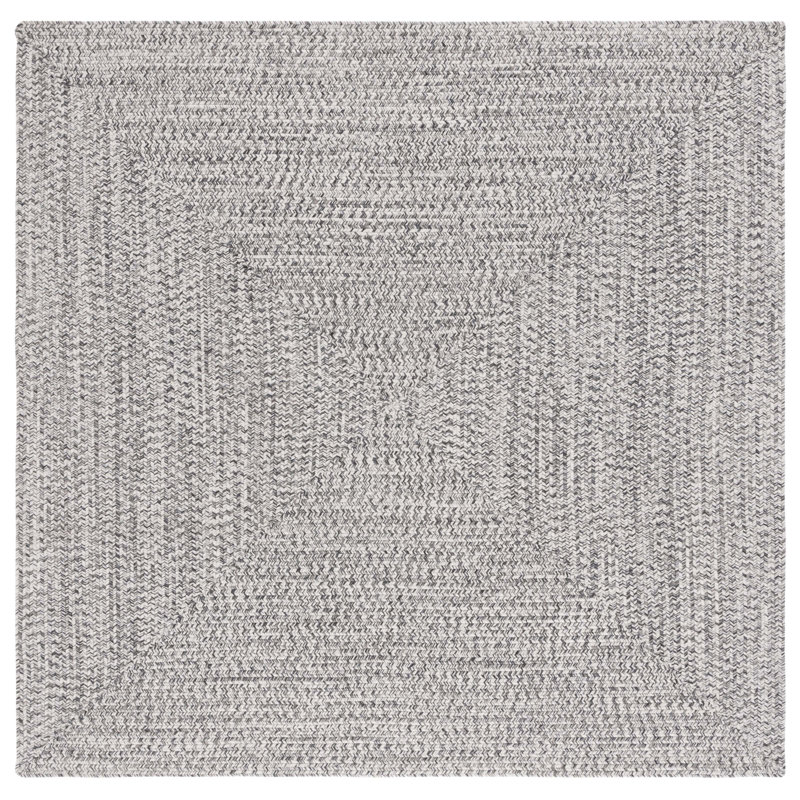 Tapis bleu foncé / ivoire tissé à la main Trombetta, Grey/Ivory, Carré 5 pi