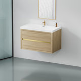 Floating Bathroom Storage Cabinet with Stone Resin Countertop