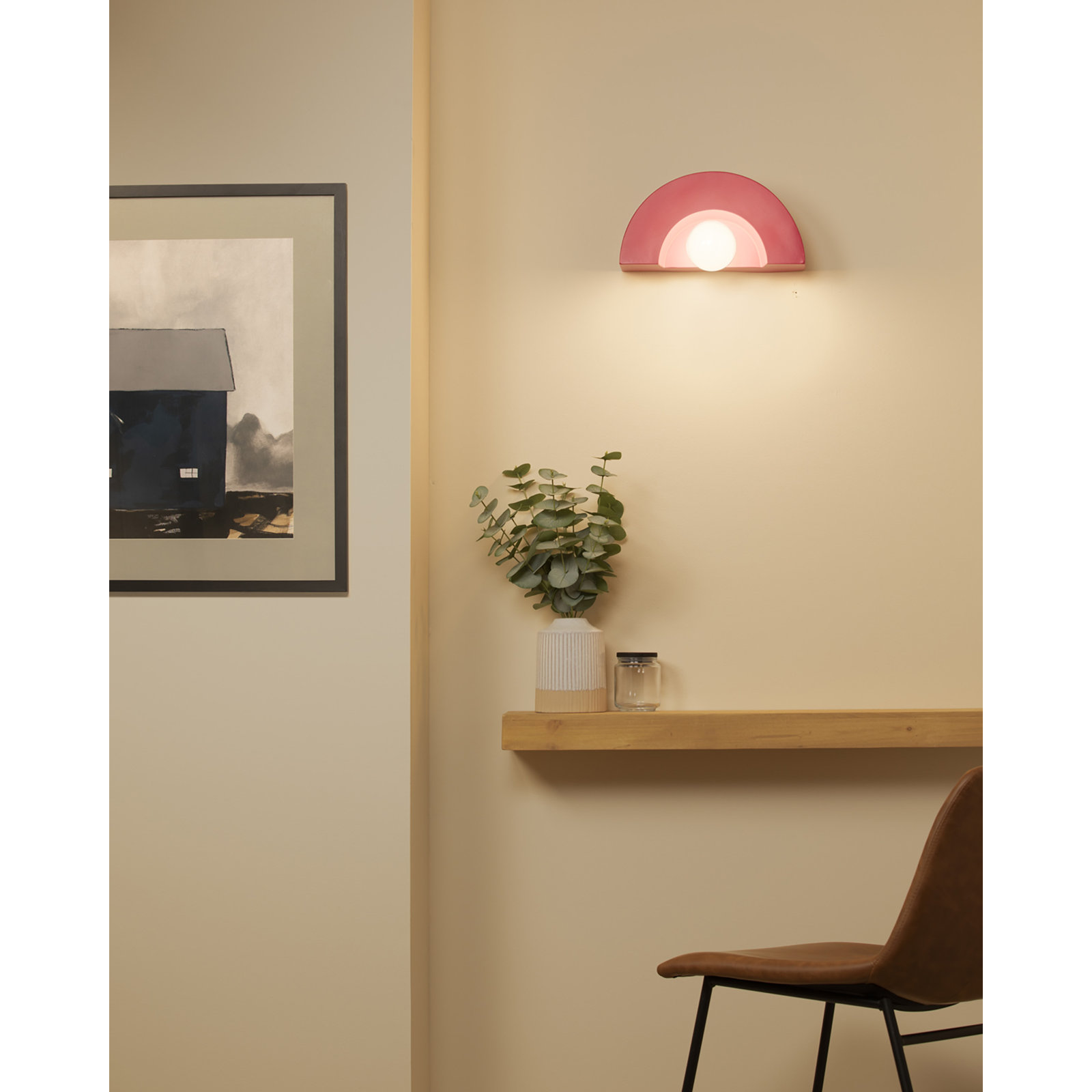 Payam Single Light Dimmable Demilune Sconce, Cerise