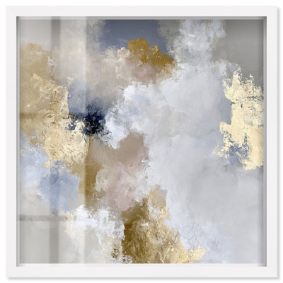 Impression sous verre Molten Dawn, grande œuvre abstraite par Art Remedy, cadre blanc, 12 x 12
