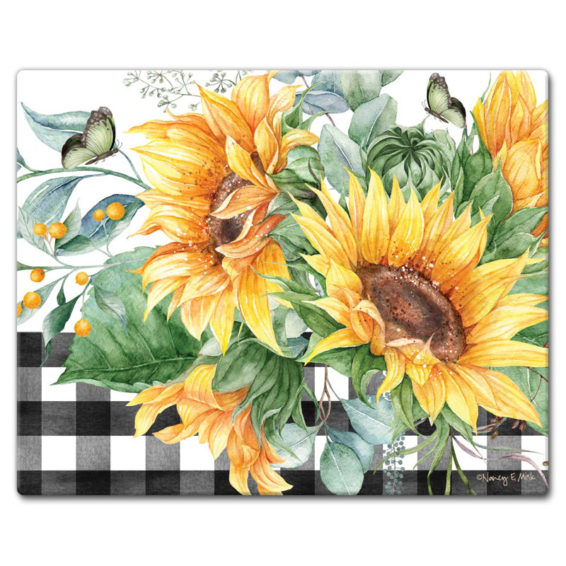 Sunflower Fields Rectangular Tempered Glass Cutting Board