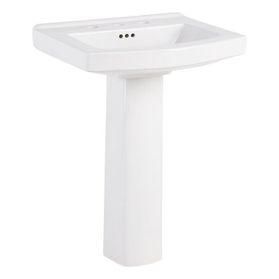 Pennfield 24" Vitreous China Pedestal Bathroom Sink with Overflow and 3 Faucet Holes at 8" Centers