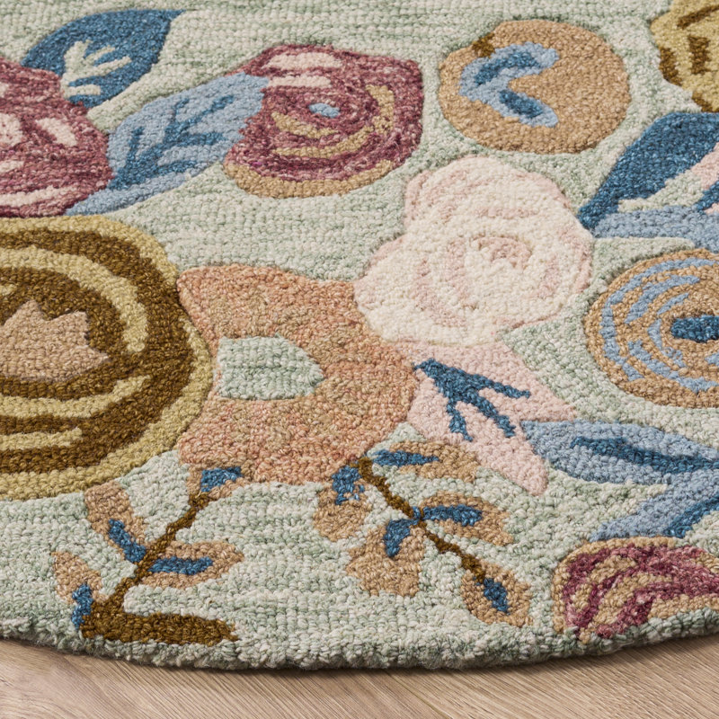 Jardin 765 Hand Tufted 80% Wool; 20% Cotton Floral Rug, Round 6'
