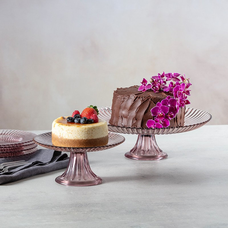 Fortessa Archie Glass Cake Stand, Pink