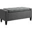 Gris avec dessus relevable et banc de rangement spacieux en lin, bouton, polyvalent pour le salon comme repose-pieds, compartiments de lit abondants