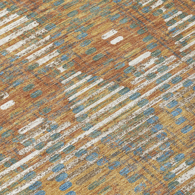 Machine Washable Indoor/Outdoor Chantille ACN2640 Lattice Rug, Paprika, 5' x 7'6"