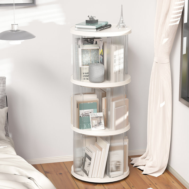 Bibliothèque rotative à 360°, Blanc, (3 tablettes) H 40,35 po x l 15,94 po x P 15,94 po