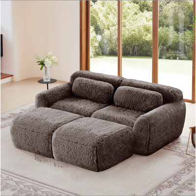 Tissu moelleux doux de 80 po, canapé désossé, aucun assemblage requis, conception antidérapante inférieure avec méridienne, assise profonde, combinaison sans éponge haute densité 32D pour étude