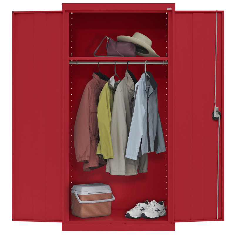 Steel Single Storage Cabinet ( H x W x D), 72" H x 36" W  x  24" D, Red