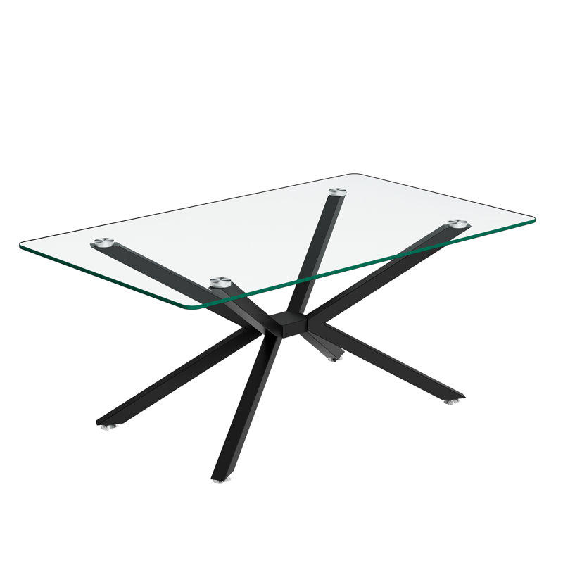 Table basse 39,37 "rectangulaire en verre trempé transparent, Noir