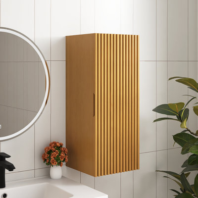 30" H Wall-Mounted Floating Bathroom Vanity Side Cabinet With A Door And A Shelf