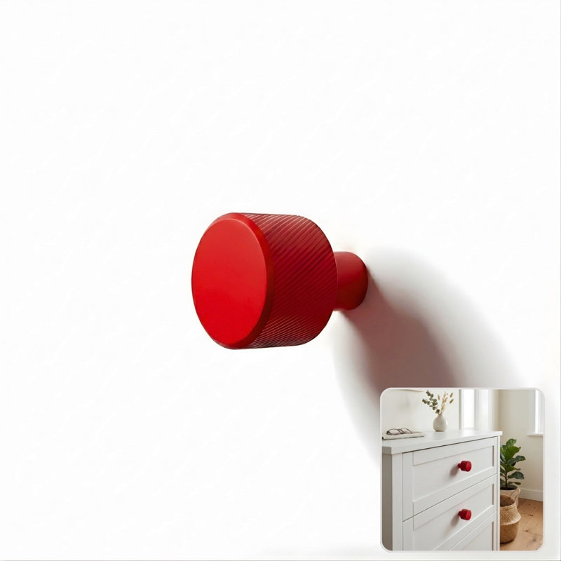 ROUS Hardware Mid Century Modern Knurled Knob, Rose (Red)
