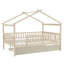 Lit double en bois pleine grandeur avec lit gigogne simple, cadre de lit pour enfants pour chambre d'enfant, naturel-466016837