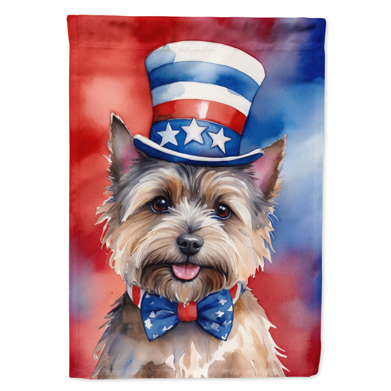 Patriotic American Garden Flag, Brown Cairn Terrier