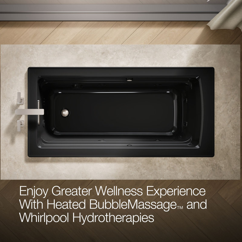 Archer® 66" x 32" Drop-in Whirlpool, Black