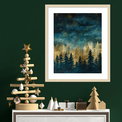 «Teal and Tan 2» par Bilge Paksoylu, impression sur bois encadrée