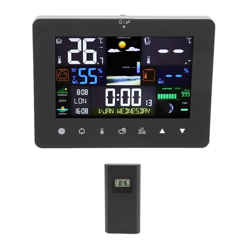 Horloge météo, capteur d'humidité et de température, thermomètre pour la maison et le bureau