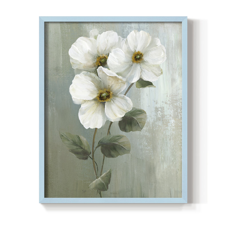 «White Fancy I», reproduction encadrée - bois massif, H 21 po x l 17 po, Bleu