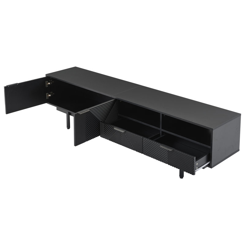 Tv Stand With  2 Doors And 2 Drawers, Black